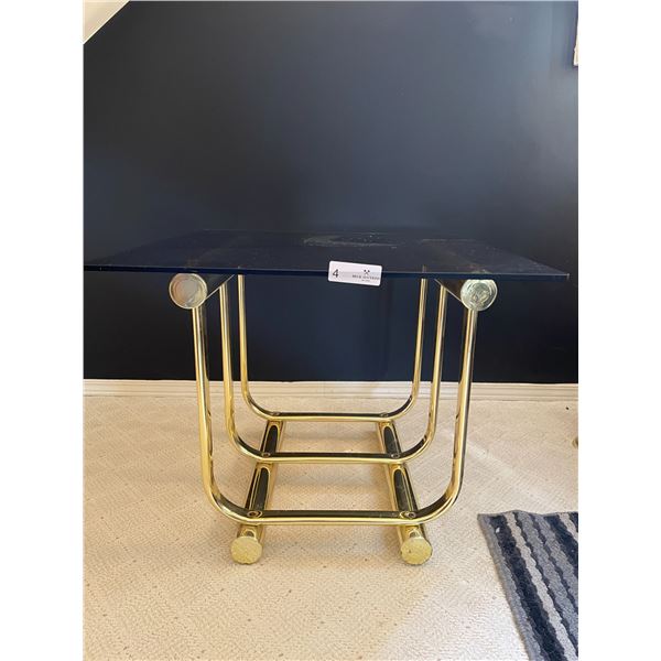 Glass Brass  End Table 25L x 25 W x 19H