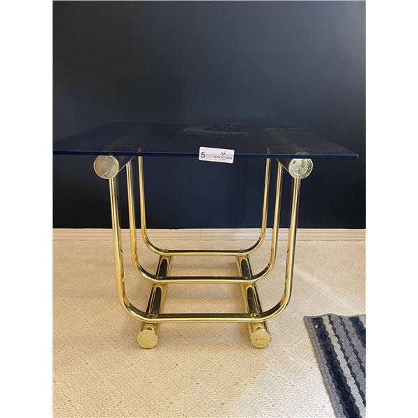 Glass Brass End Table 25L x 25 W x 19H