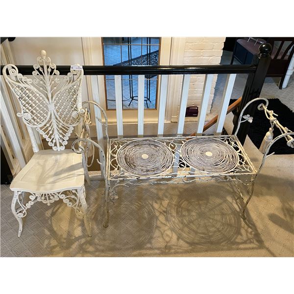 Decorative White Chair And Bench