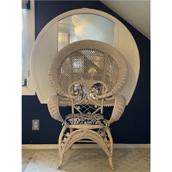 Beautiful Antique Mirror 48Lx43H & Wicker Chair