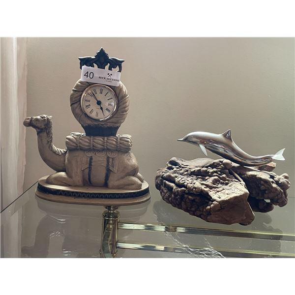 Camel Clock & John Perry Dolphin Sculpture