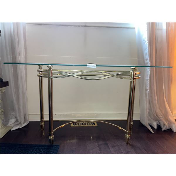 Gold Glass Entrance Table 48Lx16Wx26H