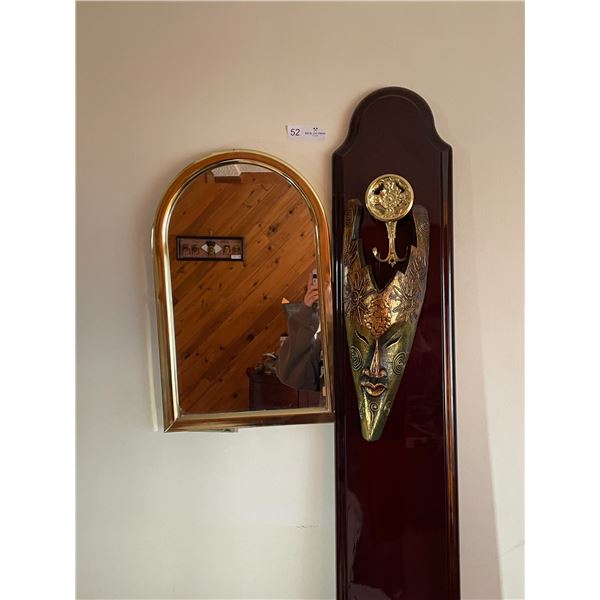Gold Framed Mirror, Coat Hook 72Hx8W & Wall Art