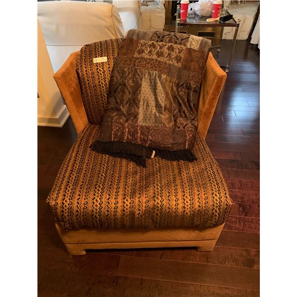 Cozy Patterned Chair With Throw Blanket