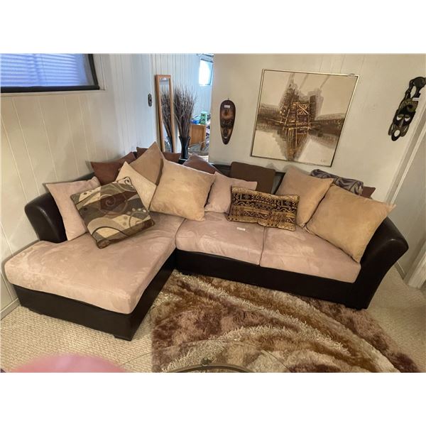 Microfiber And Faux Leather Sectional Couch 2 Pieces