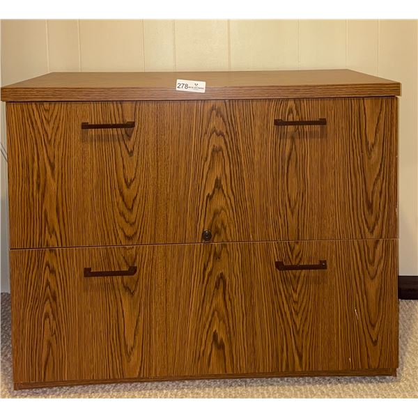 Wooden Filing Cabinet And Contents