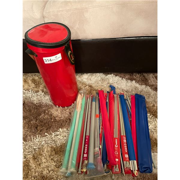Large Assortment Of Knitting Needles, And Carrying Case