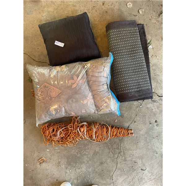 Assorted Pillows, Carpet, & Hammock
