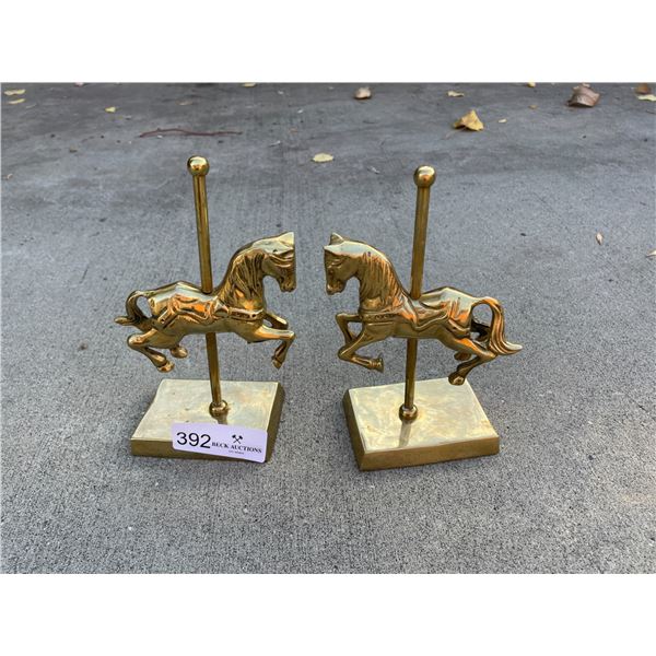 2 Gold Horse Statues