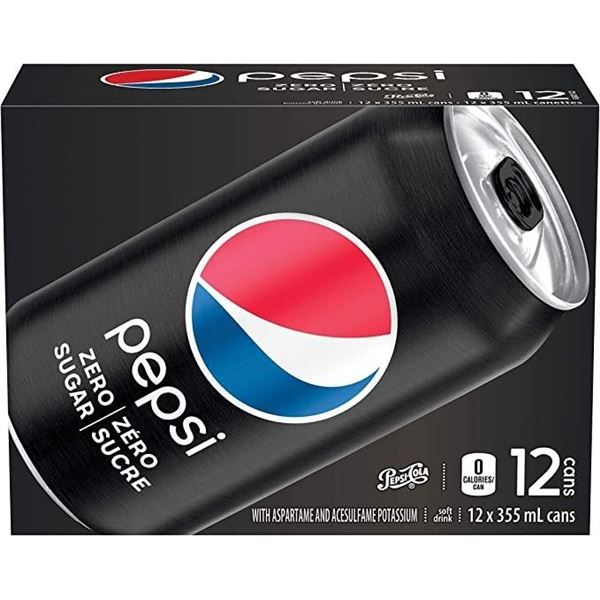 NEW BOX OF 12 PEPSI ZERO 355ML CANS