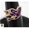 #276-UNHEATED AMETHYST & CZ RING SIZE 5.75