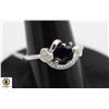 #15- HEATED BLUE SAPPHIRE& CZ  RING SIZE 7