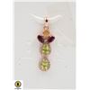 Image 1 : #79-UNHEATED PERIDOT,SAPPHIRE ,CITRINE & CZ  PENDA