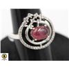 Image 1 : #29-HEATED RED RUBY & CZ RING SIZ E 6.5