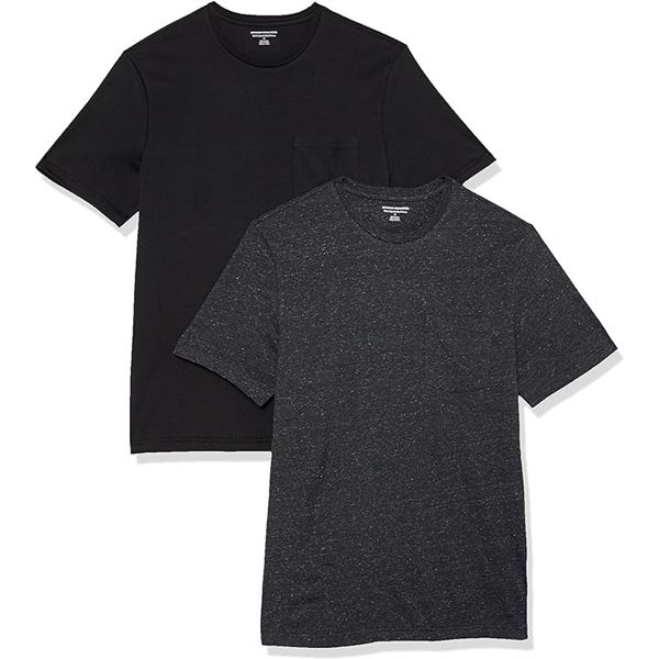 NEW AMAZON ESSENTIALS 2PK MENS SLIM FIT CREWNECK