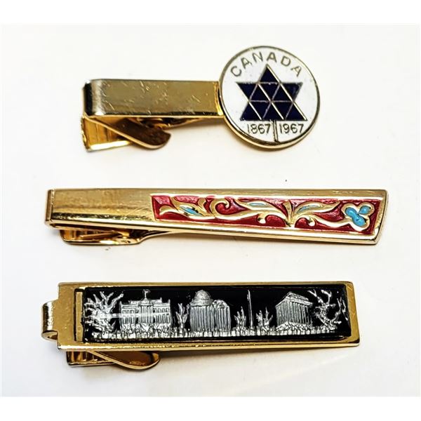 19)  LOT OF 3 VINTAGE TIE CLIPS.