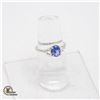 #460-8 X 10 OVAL BLUE CUBIC ZIRCONIA WITH 3 ROUND