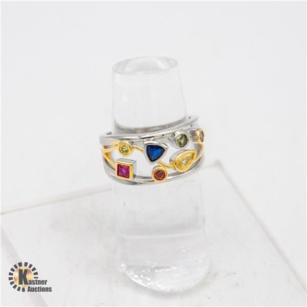 #435-TWO TONE RING WITH MULTIPLE SIZE, COLOR AND