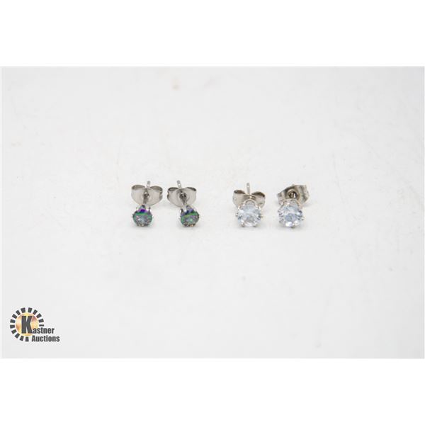 #440-ONE PAIR 4 MM MYSTIC STONE EARRINGS AND 4.8