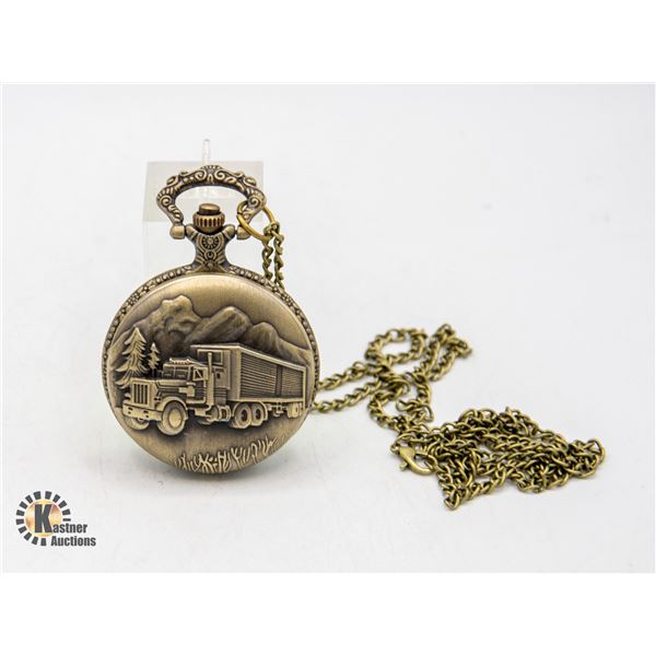 #464-BRAND NEW BRONZE TONE POCKET WATCH WITH