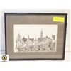 Image 1 : FRAMED BLACK & WHITE PAINT OF OTTAWA SKYLINE