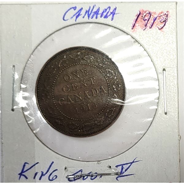 9)  CANADIAN KING EDWARD 1913 LARGE PENNY.