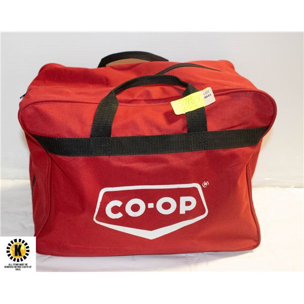 RED CO-OP DUFFLE BAG BLACK HANDLES