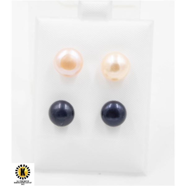 #206-NATURAL AKOYA PEARL EARRINGS 2 PAIR