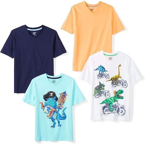 NEW AMAZON ESSENTIALS BOYS SHORT SLEEVE V-NECK