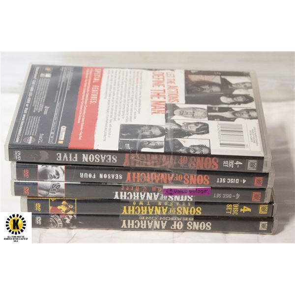 SEASONS 1-5 OF SONS OF ANARCHY ON DVD