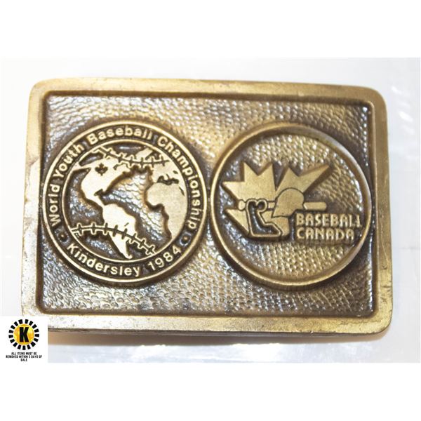 1984 BASEBALL CANADA BRASS BELT BUCKLE