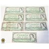 LOT OF 7, 1954 ONE DOLLAR  BILLS