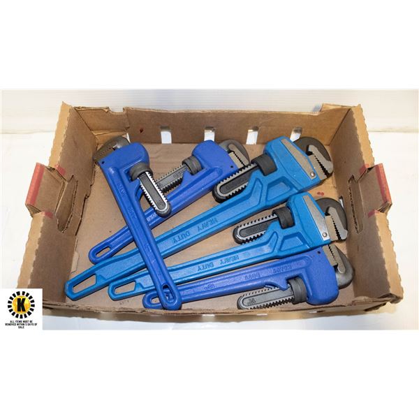 PIPE WRENCHES X 5 NEW