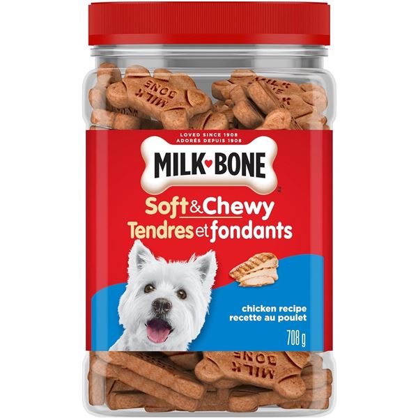 NEW 708G TUB OF MILK BONE - SOFT & CHEWY CHICKEN