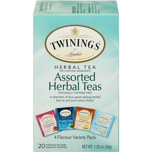 NEW CASE OF 6 BOXES WITH TWININGS HERBAL VARIETY