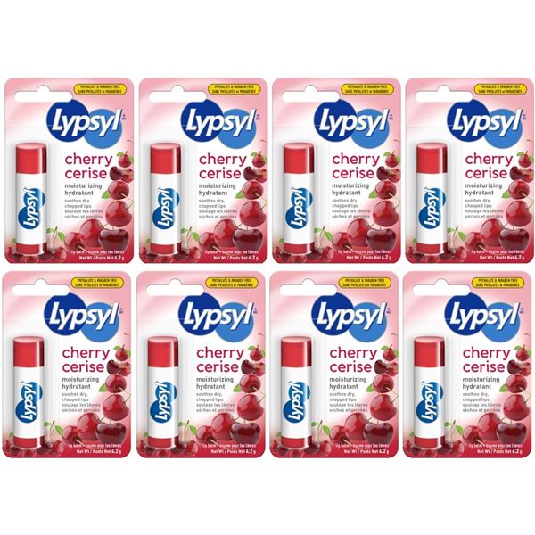 8 NEW LYPSYL CHERRY FLAVOR CHAP STICKS - 4.2G PER