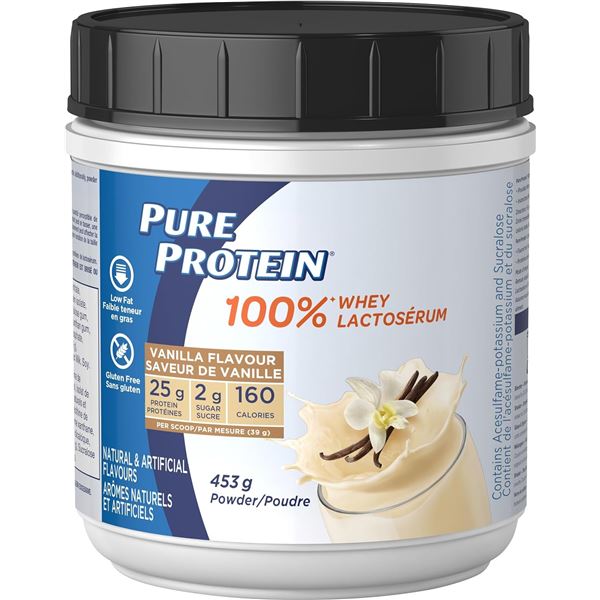 NEW 453G BOTTLE OF PURE PROTEIN VANILLA FLAVOUR