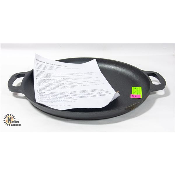 NEW COMMERCIAL GADE CAST IRON 14 INCH PIZZA PAN