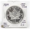 Image 1 : 1989 ONE TROY OUNCE .9999 FINE SILVER MAPLE LEAF