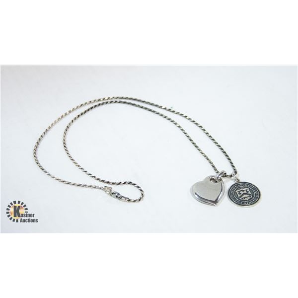 925 SILVER ROPE CHAIN 20  WITH TWO 925