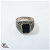 Image 1 : 925 SILVER RING SIZE 13 WITH BLACK STONE