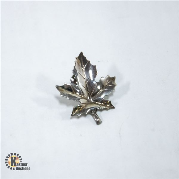 BIRKS STERLING SILVER STAMPED MAPLE LEAF PIN