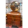 3 DRAWER ANTIQUE DRESSER W/ ROUND MIRROR