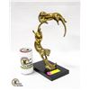 SOLID BRASS RIVER OTTERS FIGURINES ON A STAND