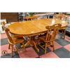 Image 1 : 7PC OAK WOODEN TABLE SET; 4 CHAIRS/ TABLE & 2 LEAF