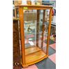 Image 1 : 4 TIER OAK BOWED FRONT GLASS/ MIRRORED CHINA