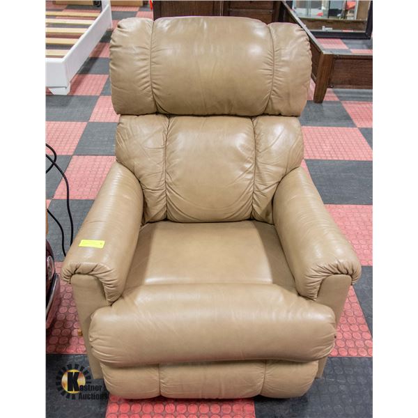 BEIGE LEATHER RECLINER CHAIR