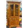 OAK CORNER HUTCH; 1 DRAWER/ 1 DOOR/ 2 TIER