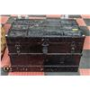 ANTIQUE SHIPPING TRUNK WITH METAL HARDWARE