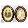 PAIR 25"T X 19"W CONVEX GLASS VINTAGE FRAMED MAN &